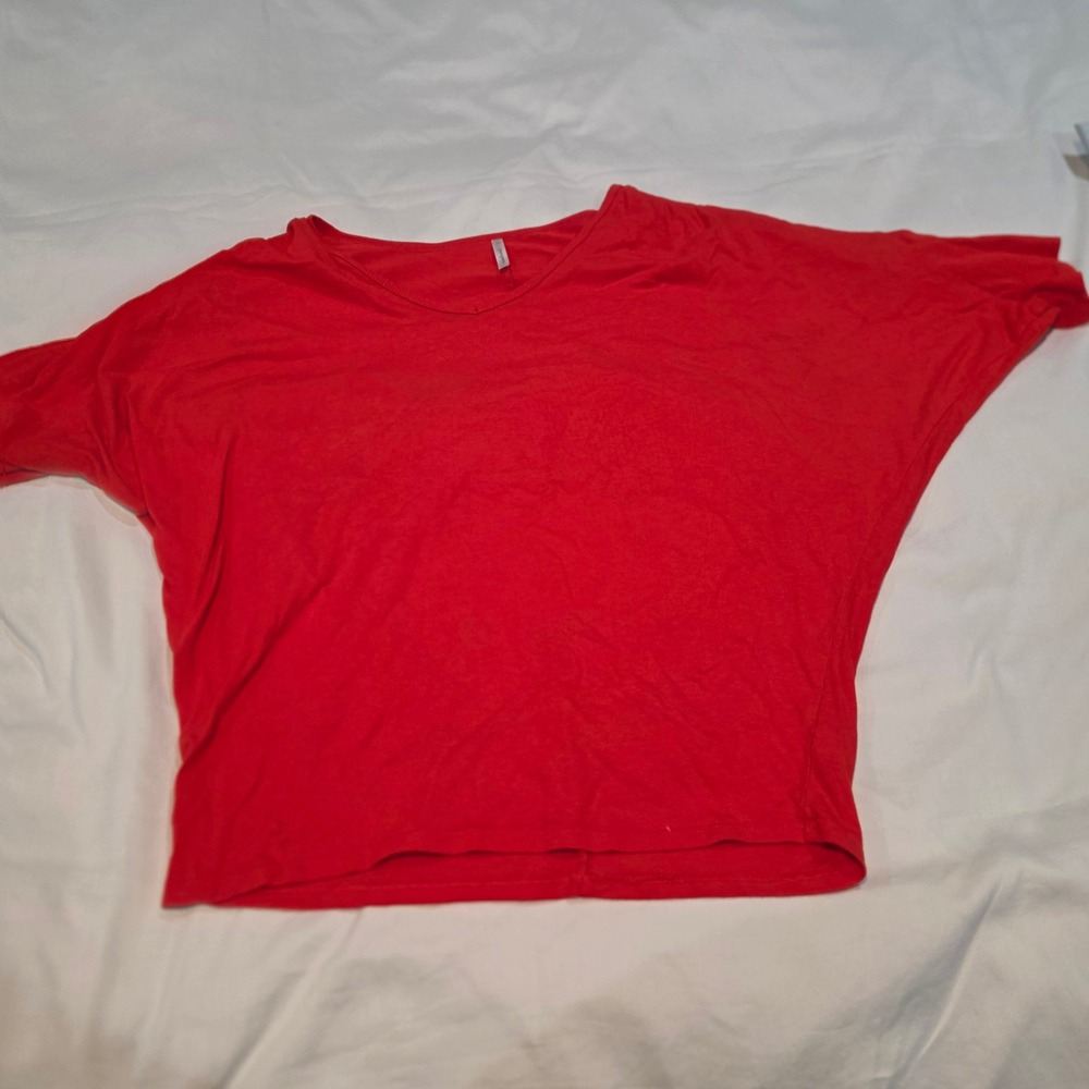 Passports Dolman Sleeve Top Womens Junior XL Red Excellent Batwing Cotton Rayon